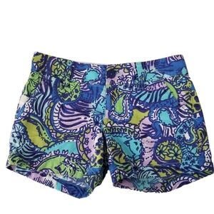 Lilly Pulitzer The Callahan Short Size 00 Blue Purple Paisley Cattitude